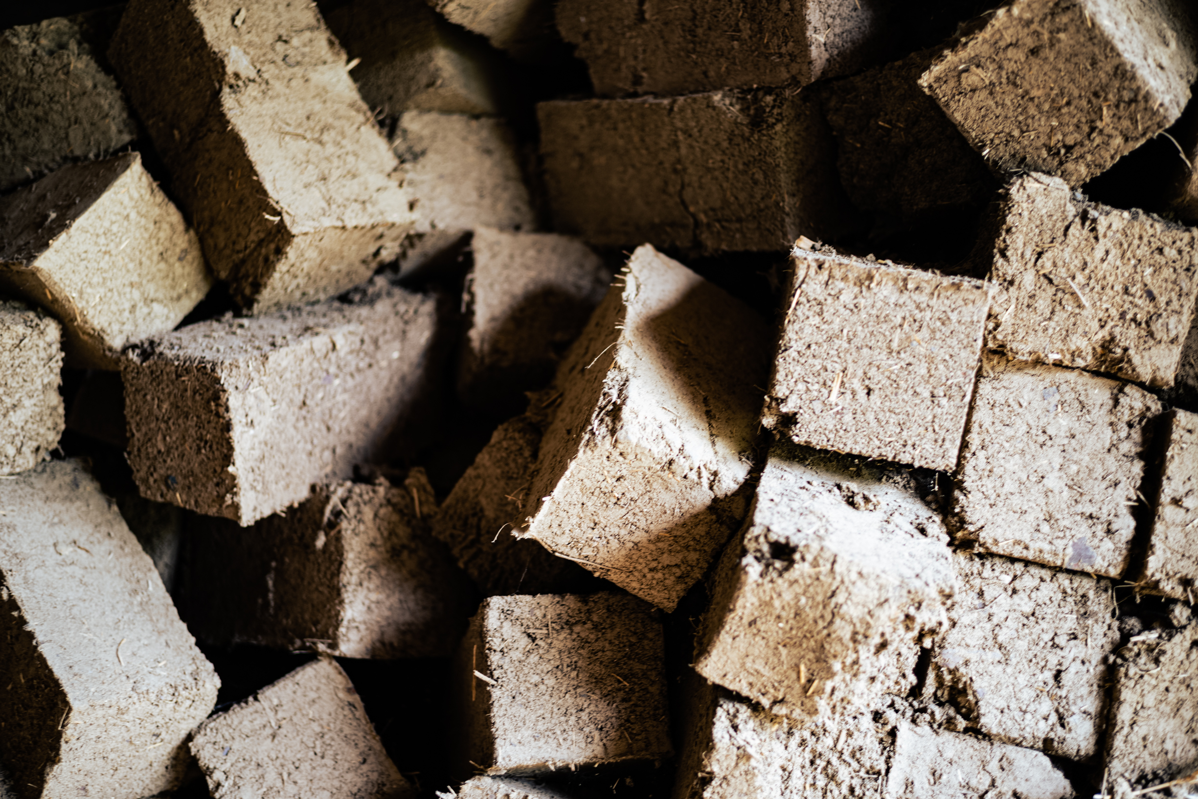 A pile of adobe bricks