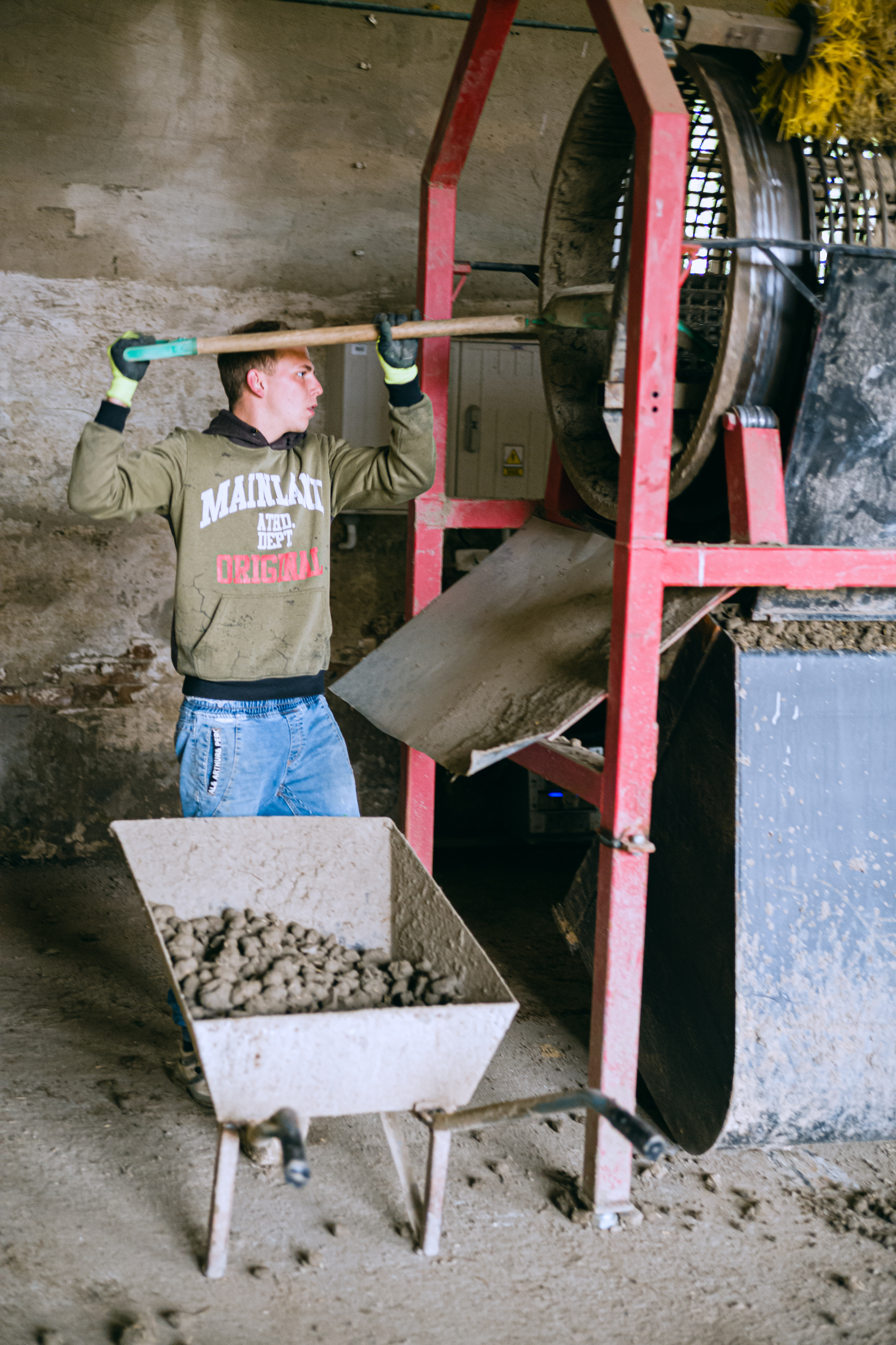 Production of adobe brick