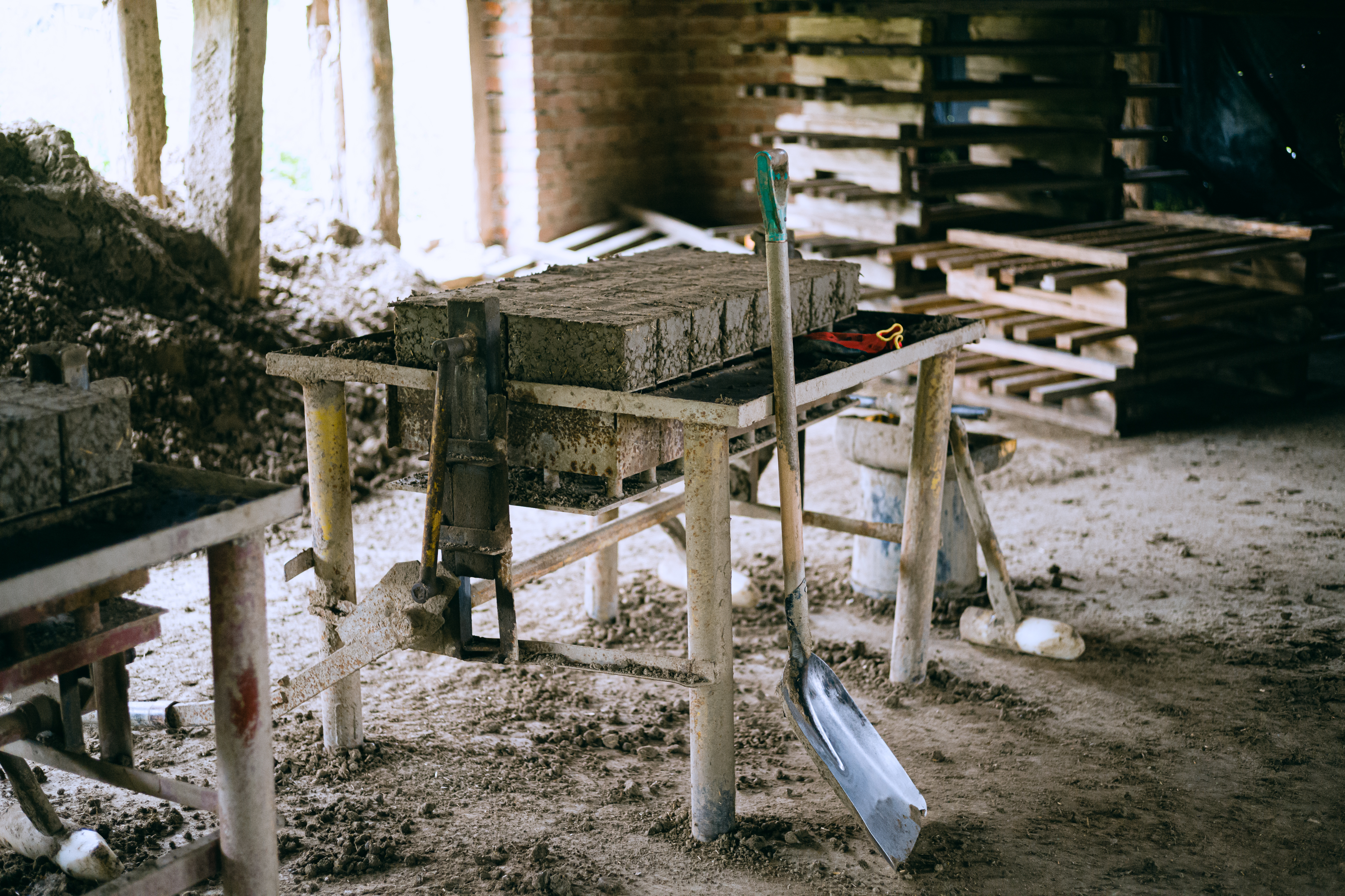 Production of adobe brick